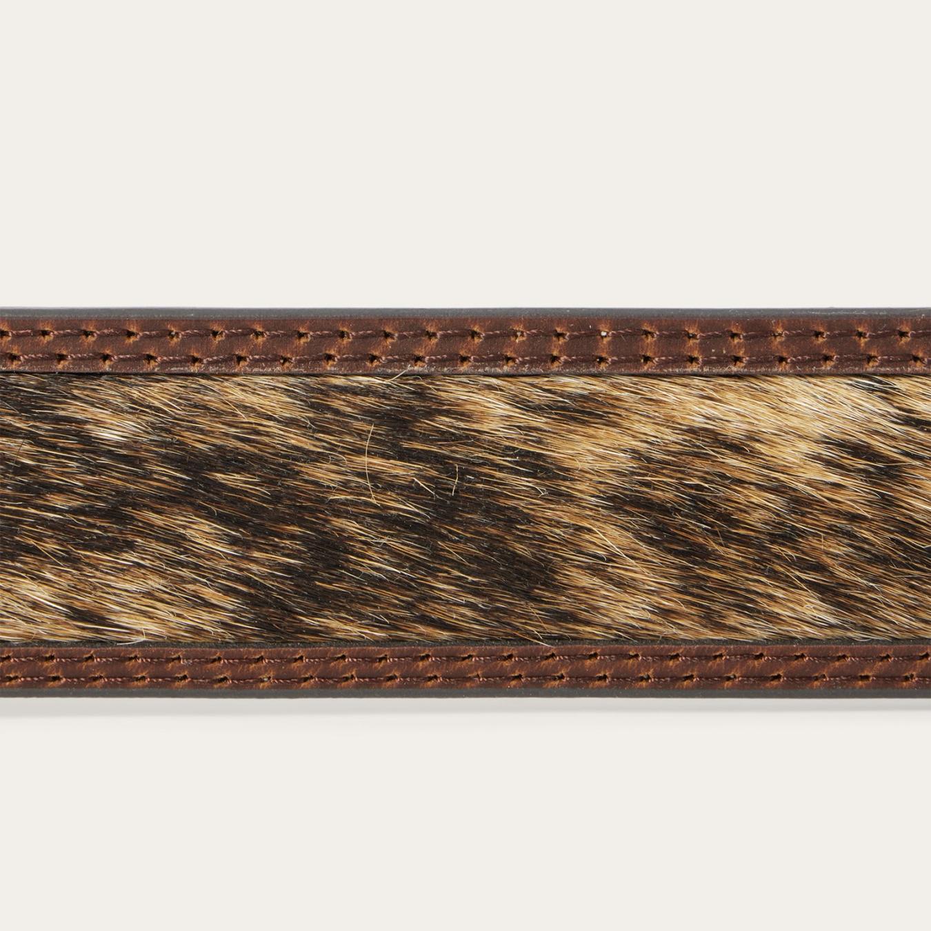 Men Belts Stetson Hair-on-Hide Tooled Tab Belt Vintage/brown