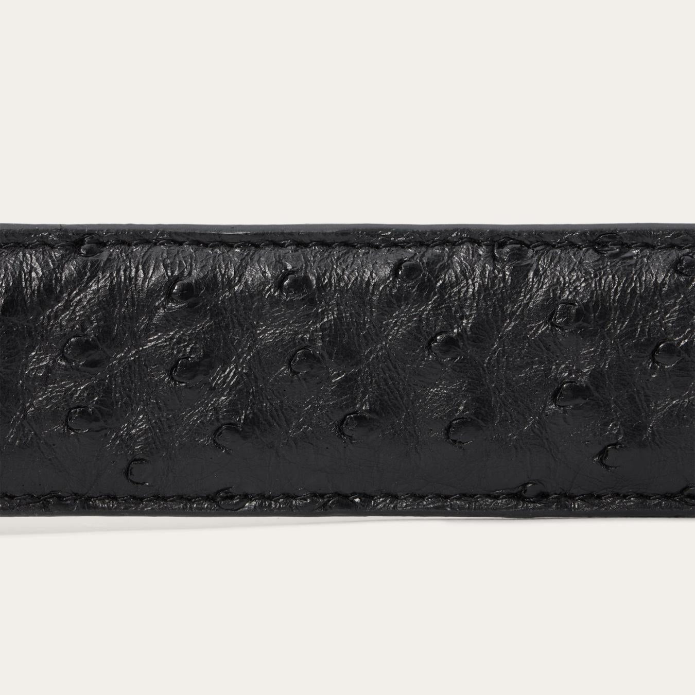 Men Belts Stetson Ostrich Western Tab Belt Black