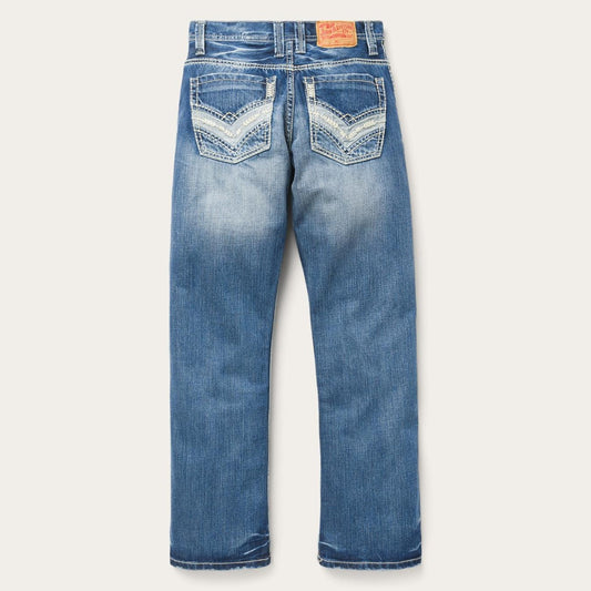 Men Boot Cut Stetson 1312 Fit Light Wash Jeans Blue