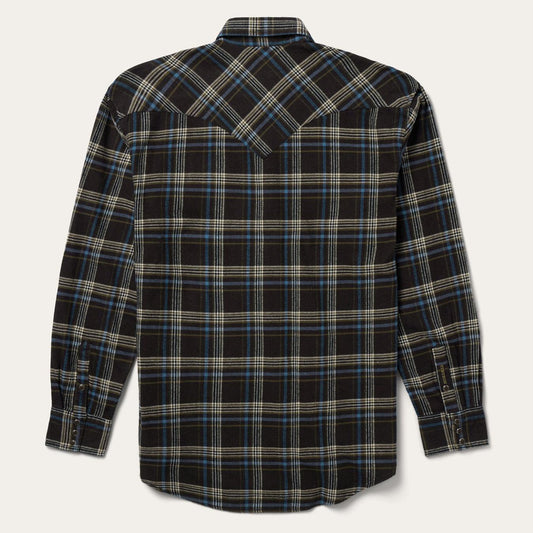 Men Classic Cut Stetson Brown Plaid Flannel Western Shirt Brown