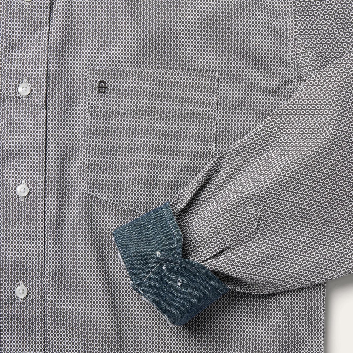 Men Classic Cut Stetson Grey Geo Print Button Front Shirt Grey