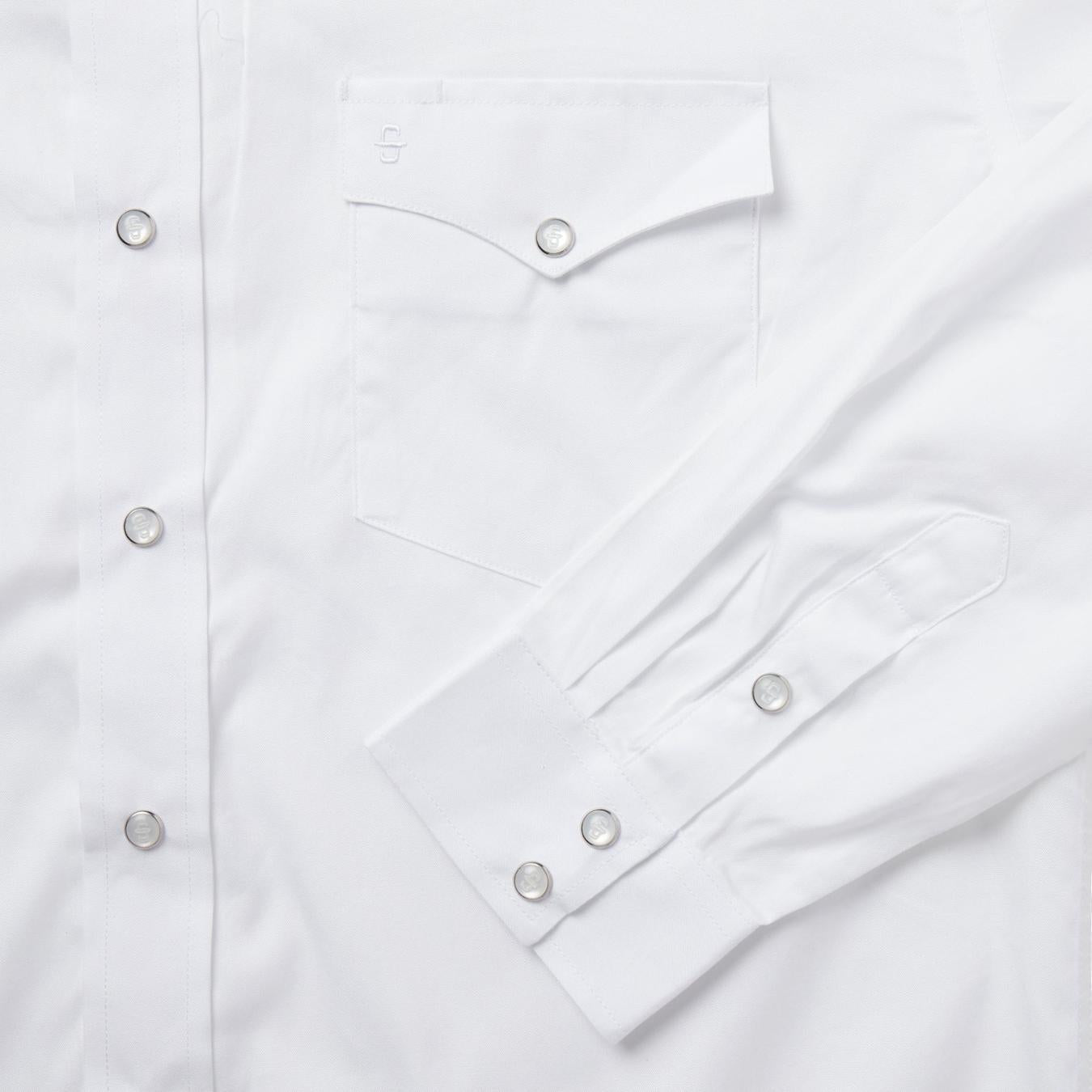 Men Classic Cut Stetson White Pinpoint Oxford Western Shirt White