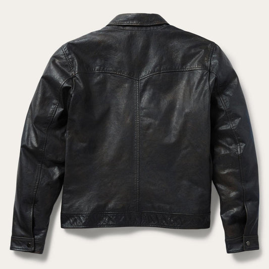 Men Jackets Stetson Snap Front Leather Jacket Brown