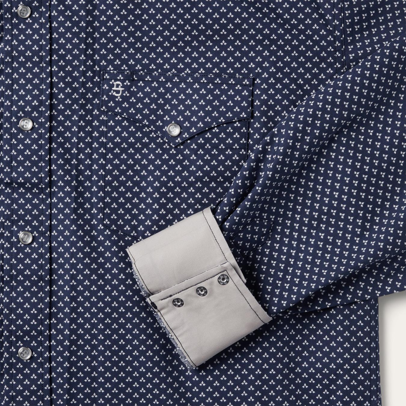 Men Modern Cut Stetson Blue Polaris Geo Print Western Shirt Blue