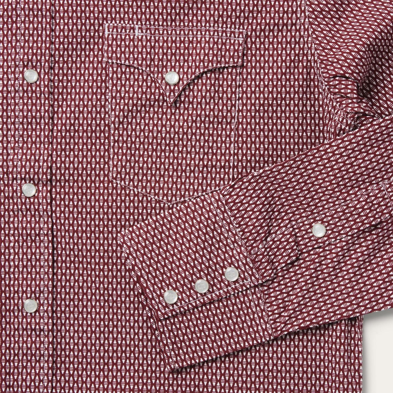 Men Modern Cut Stetson Broken Diamond Print Western Shirt Red