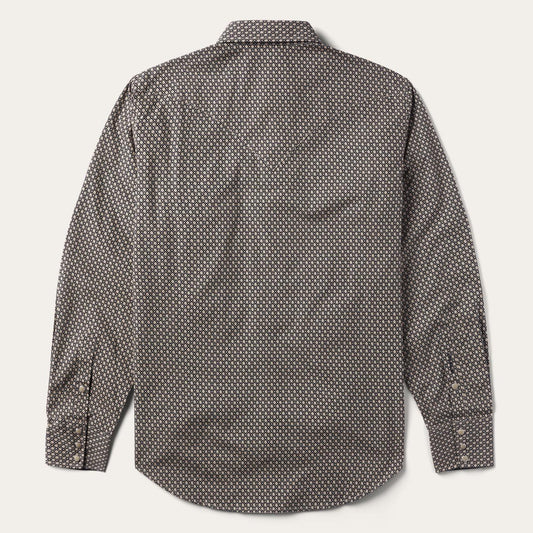 Men Modern Cut Stetson Brown Diamond Print Western Shirt Brown