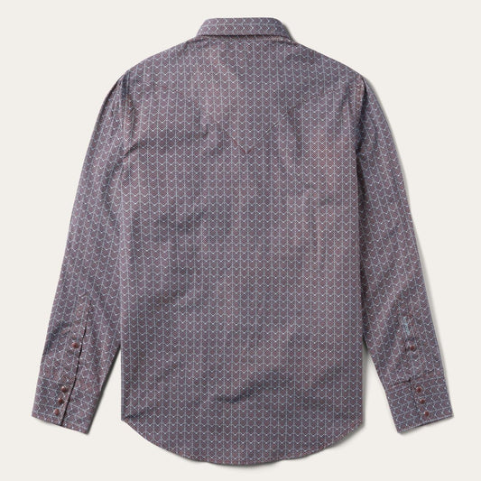 Men Modern Cut Stetson Chevron Grid Shirt Brown