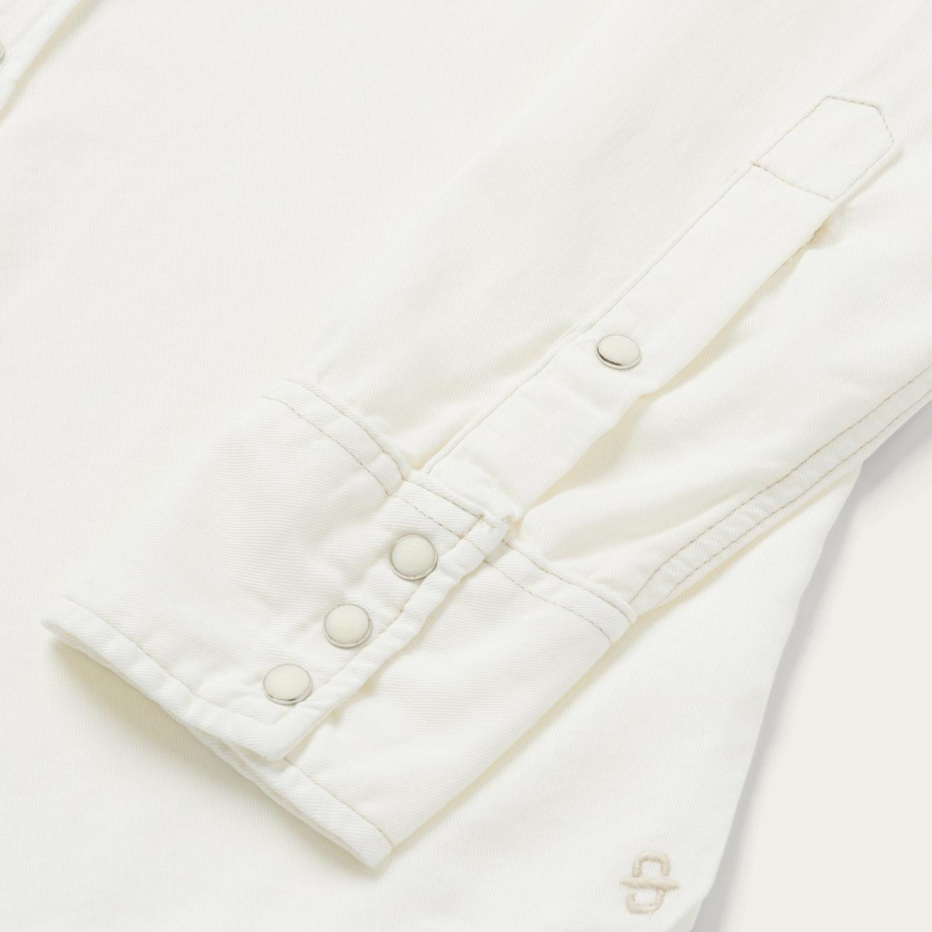 Men Modern Cut Stetson Cream Twill Shirt White