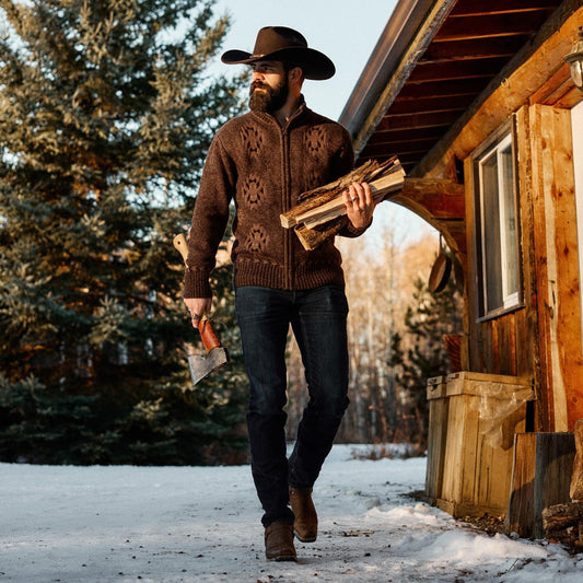 Men Sweaters & Hoodies Stetson Vertical Aztec Cardigan Brown