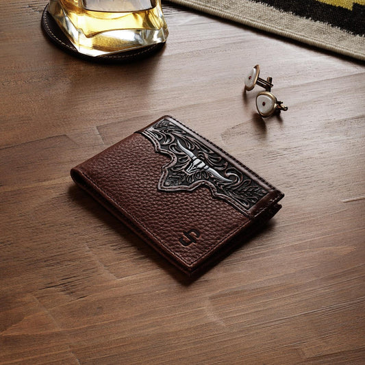 Men Wallets Stetson Steer Head Bi-Fold Wallet Brown