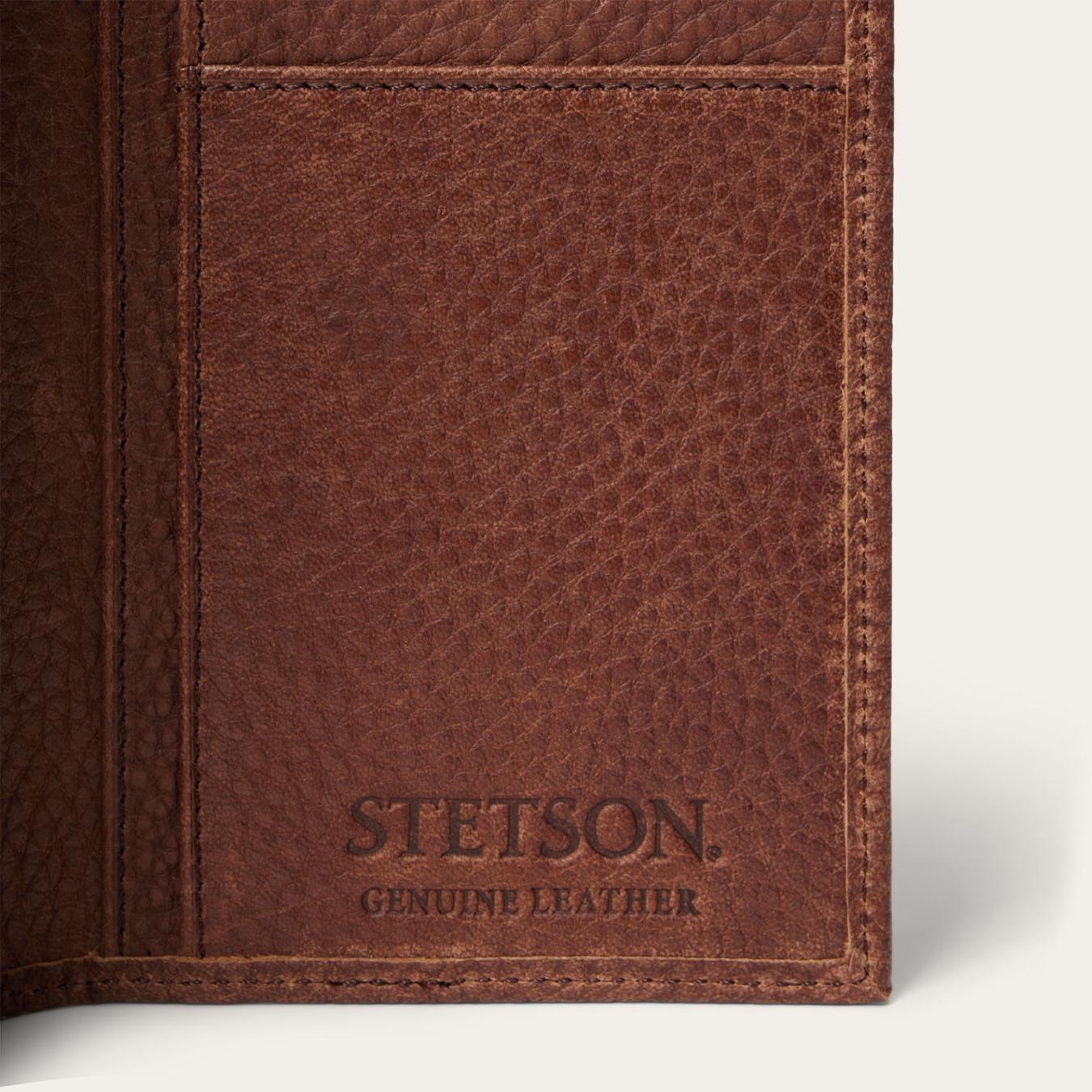 Men Wallets Stetson Steer Head Checkbook Brown