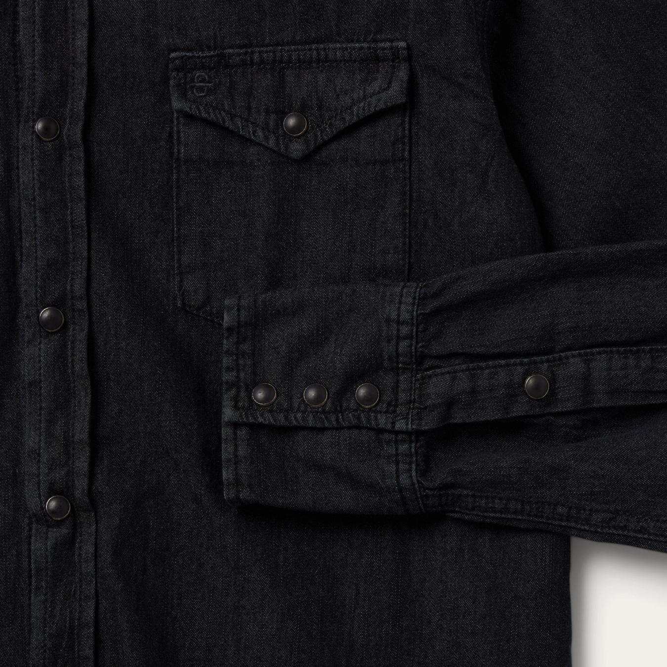 Men Western Shirts Stetson Modern Denim Western Shirt Black