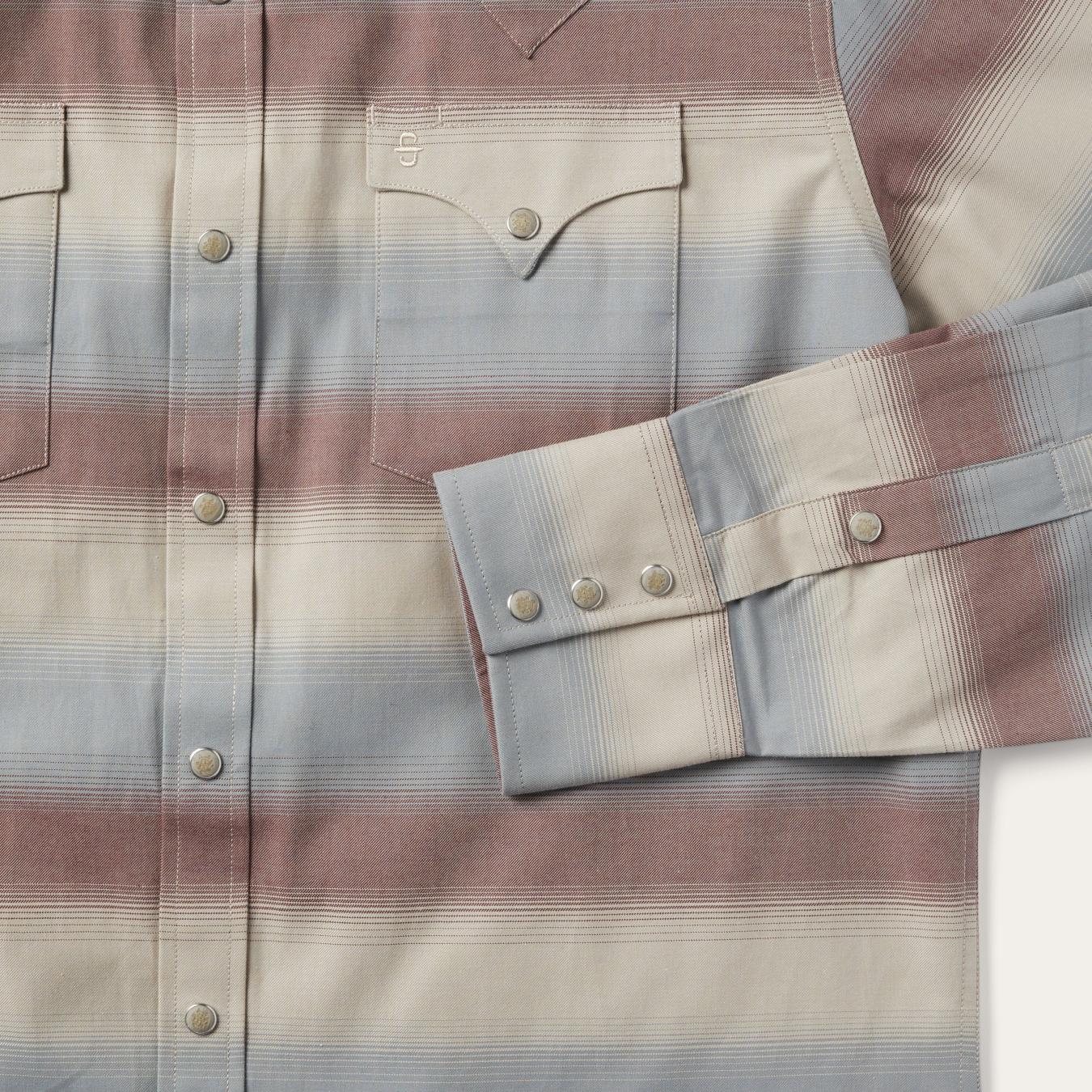 Men Western Shirts Stetson Ombre Stripe Twill Shirt Wine