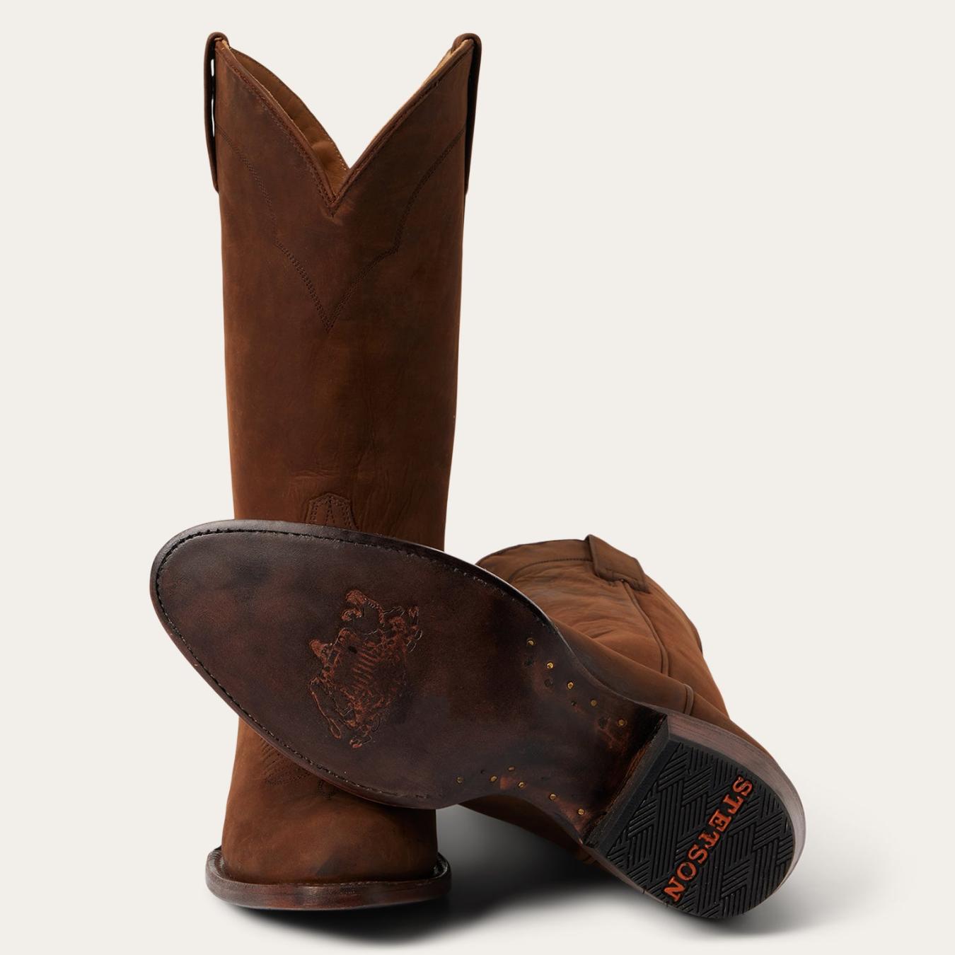 Men Western Stetson Crockett Boots Brown