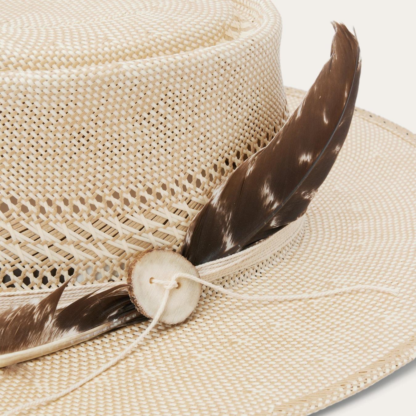 Men/Women Fedora Stetson Batterson Straw Hat Ivory/tan