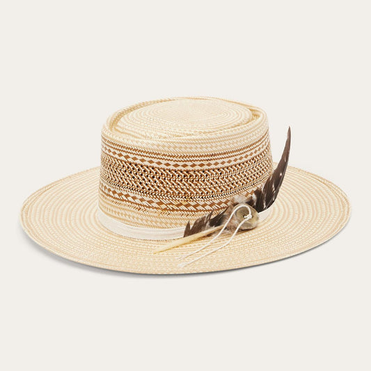 Men/Women Fedora Stetson Batterson Straw Hat Natural/tan
