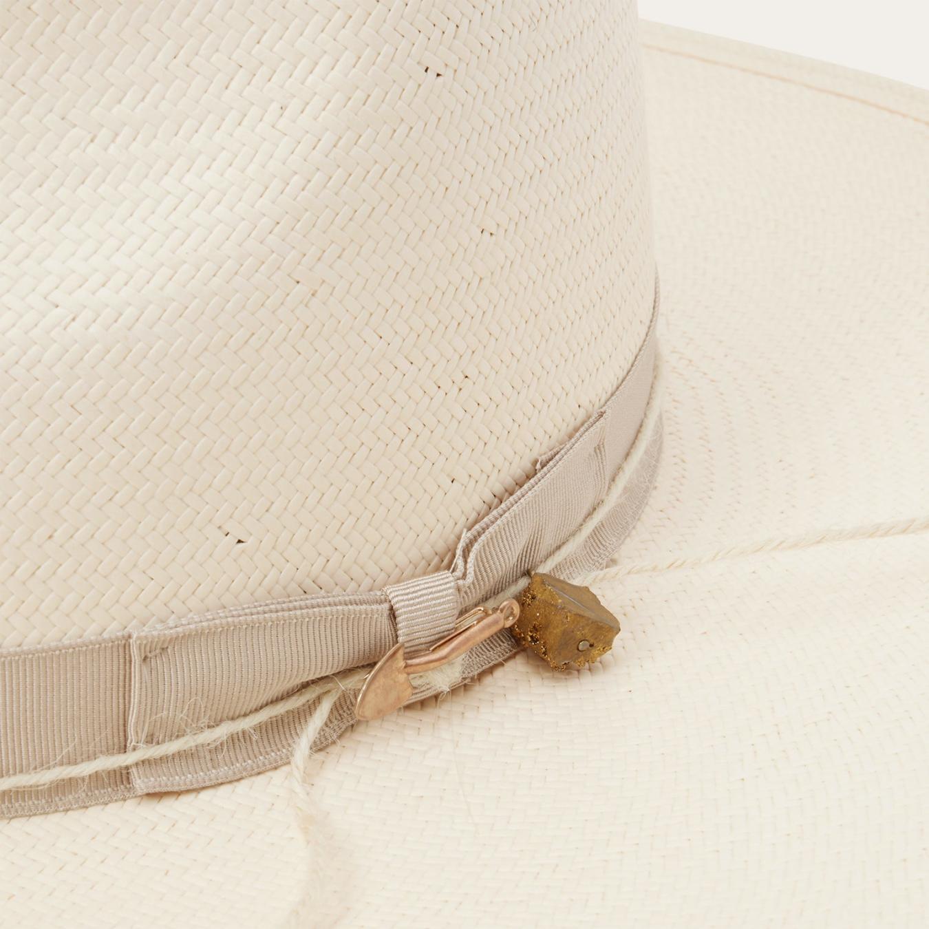 Men/Women Fedora Stetson JW Marshall Straw Flat Brim Hat Natural