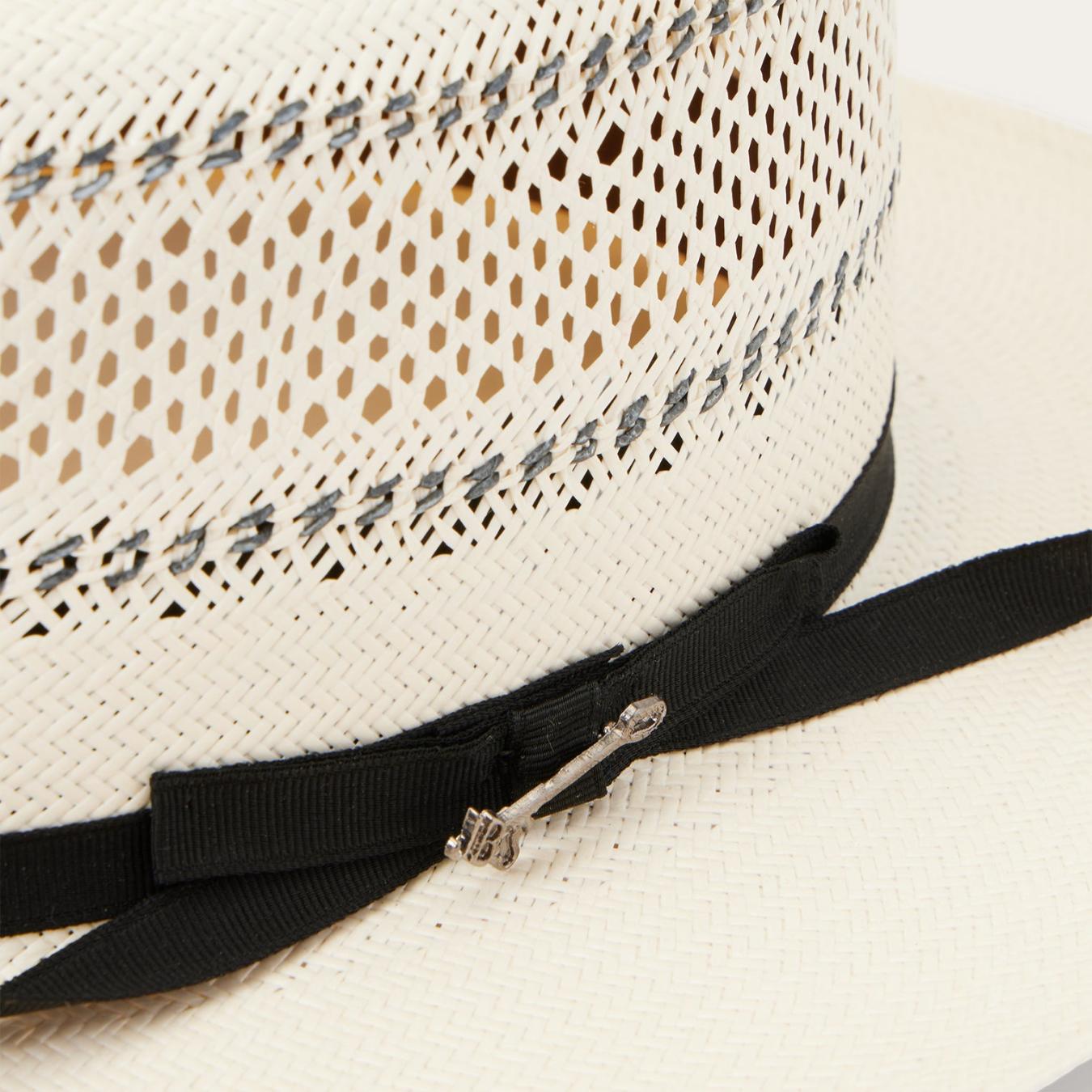 Men/Women Fedora Stetson Open Road Straw Hat Natural/black