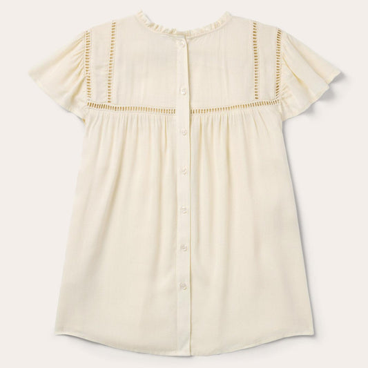 Women Blouses Stetson Cream Herringbone Blouse White