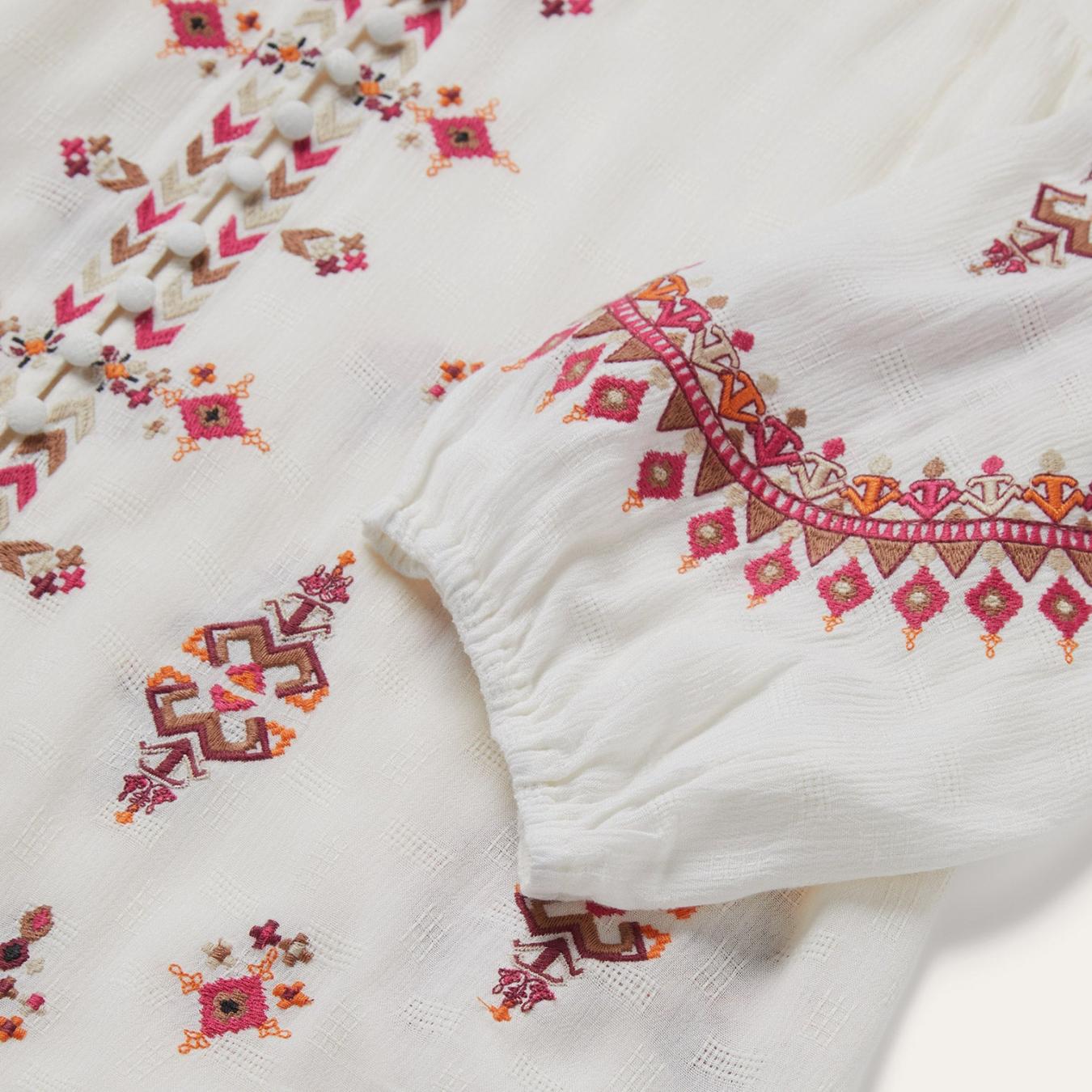 Women Blouses Stetson Dobby Peasant Blouse White