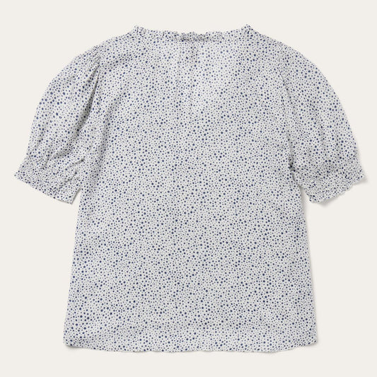 Women Blouses Stetson Stars Print Peasant Blouse White