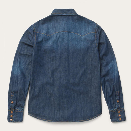 Women Denim Shirts Stetson Dark Denim Snap Front Shirt Blue