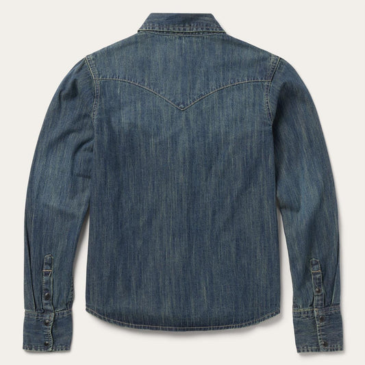 Women Denim Shirts Stetson Dirty Denim Boyfriend Fit Shirt Blue