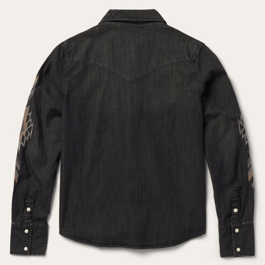 Women Denim Shirts Stetson Embroidered Black Denim Shirt Black