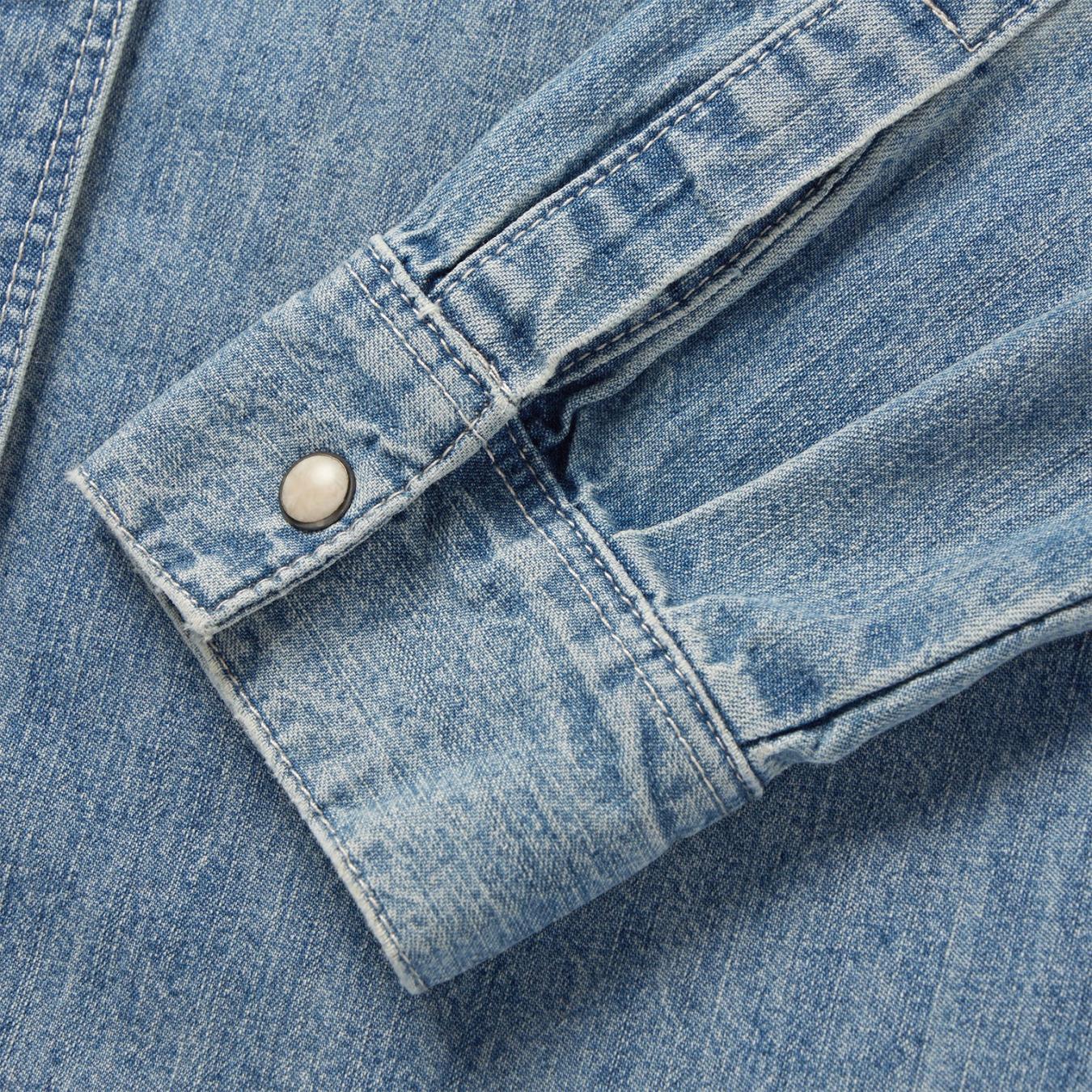 Women Denim Shirts Stetson Embroidered Light Denim Shirt Blue