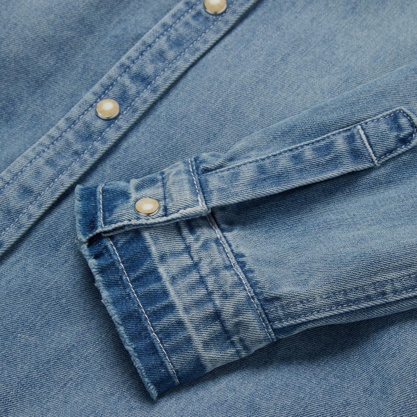 Women Denim Shirts Stetson Loose Fit Denim Snap-Front Shirt Blue