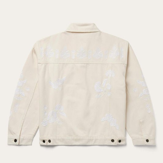 Women Jackets Stetson Embroidered Cream Denim Jacket White