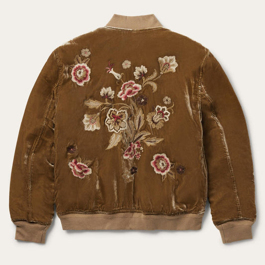 Women Jackets Stetson Embroidered Velvet Bomber Jacket Copper