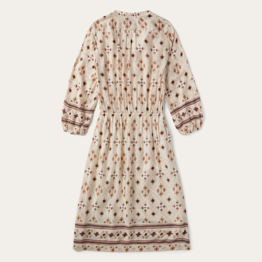 Women Midi Stetson Gaucho Herringbone Dress White