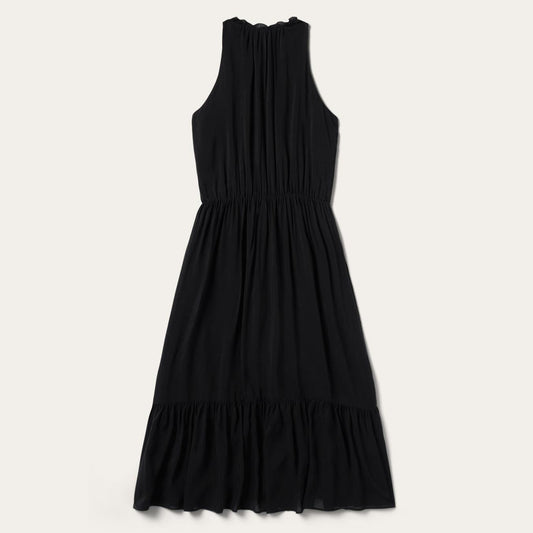 Women Midi Stetson Solid Rayon Sleeveless Prairie Dress Black