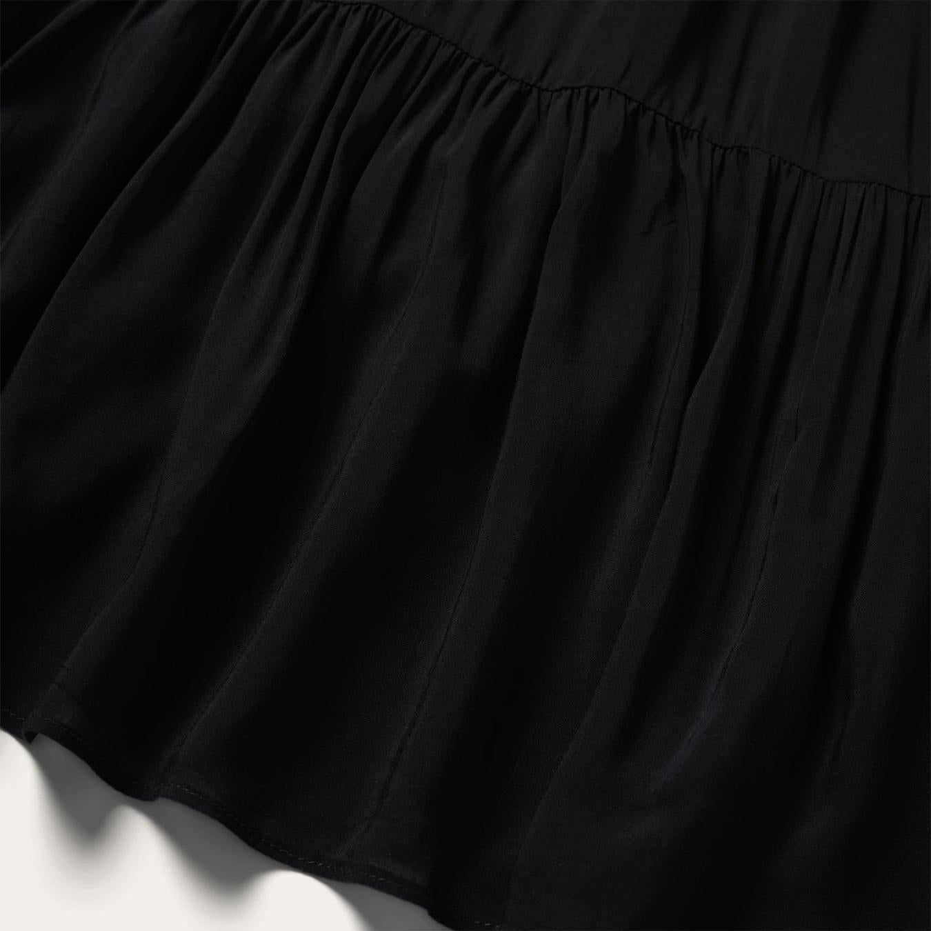Women Midi Stetson Solid Rayon Sleeveless Prairie Dress Black