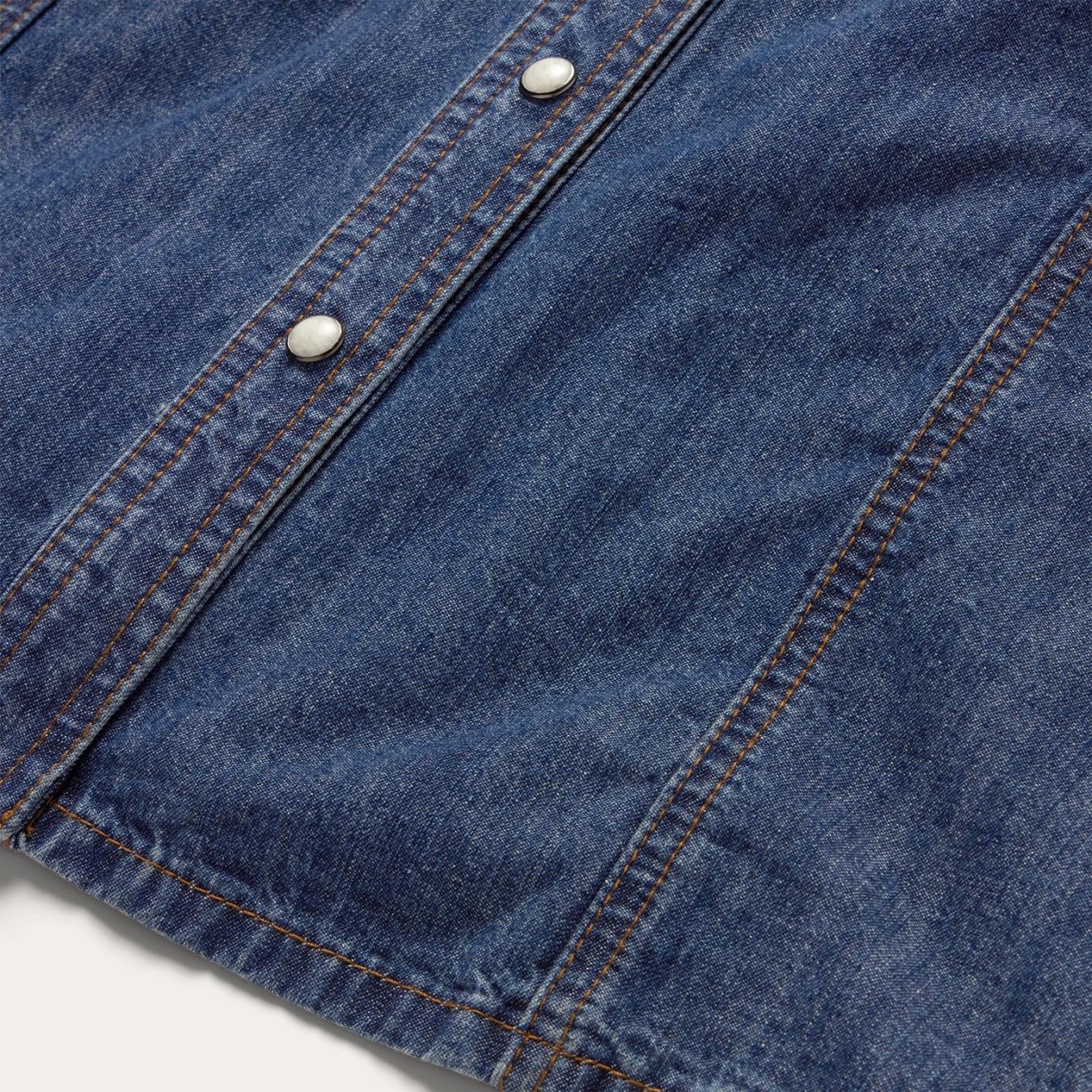 Women Mini Stetson Dark Blue Denim Shirt Dress Blue