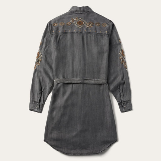 Women Shirt Dresses Stetson Embroidered Snap Front Shirt Dress Black