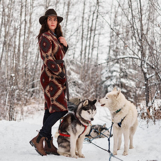 Women Sweaters Stetson Aztec Duster Sweater Wine