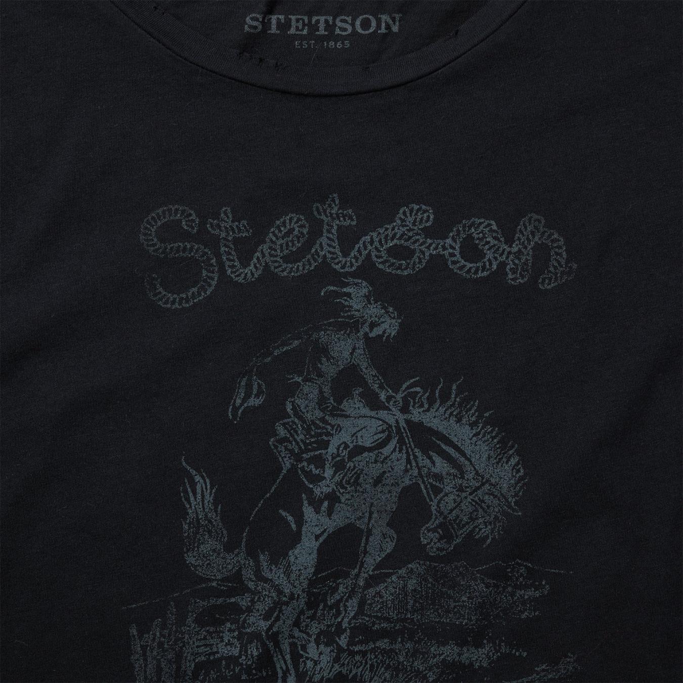 Women Tees Stetson Bucking Cowboy Graphic Tee Black