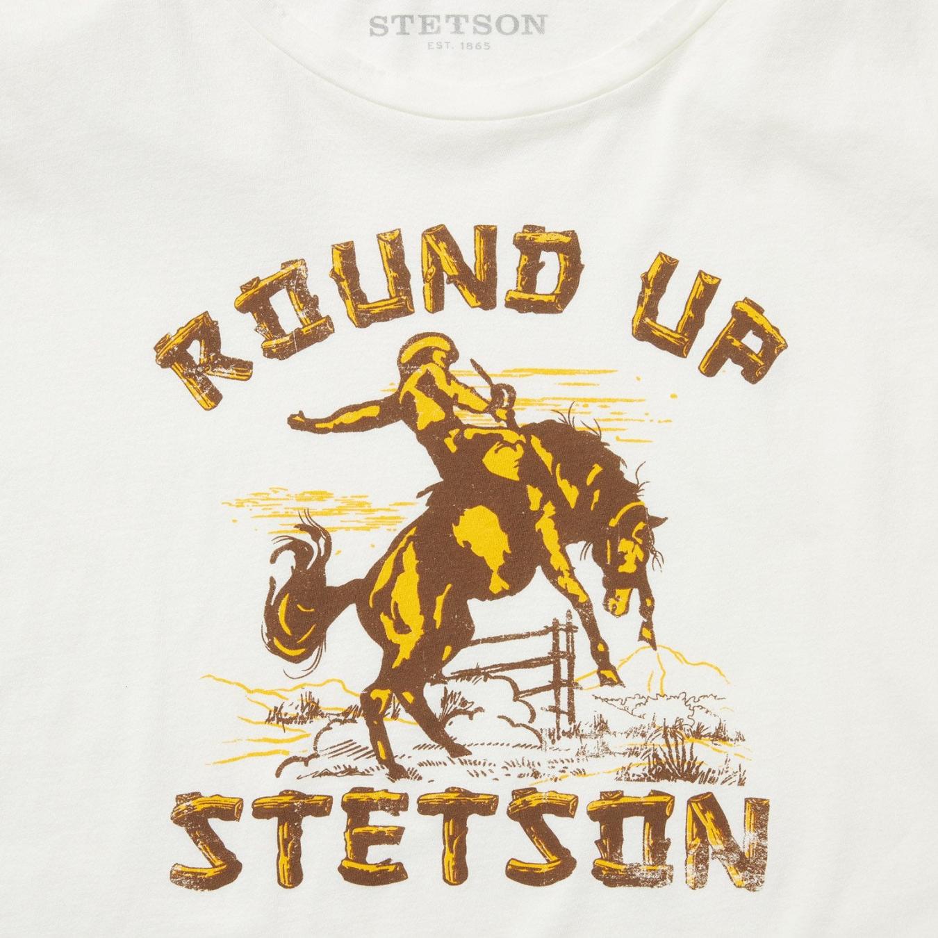 Women Tees Stetson "Round Up" Stetson Vintage Tee White