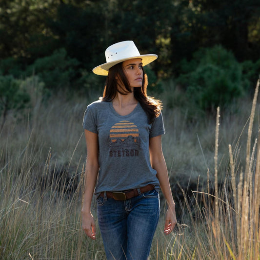 Women Tees Stetson Sunset Graphic Tee Grey