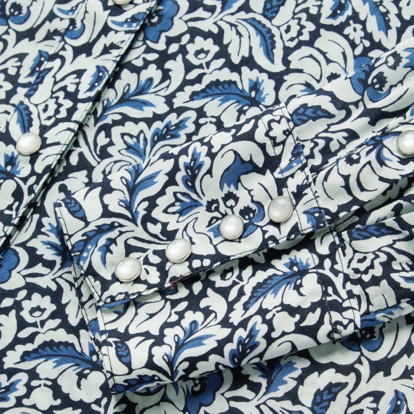 Women Western Shirts Stetson Indigo Tapestry Print Shirt Blue