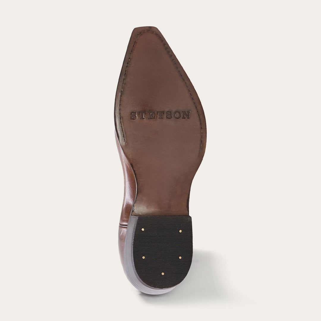Women Western Stetson Adeline Burnished Brown Back Zip Cowboy Boot Brown