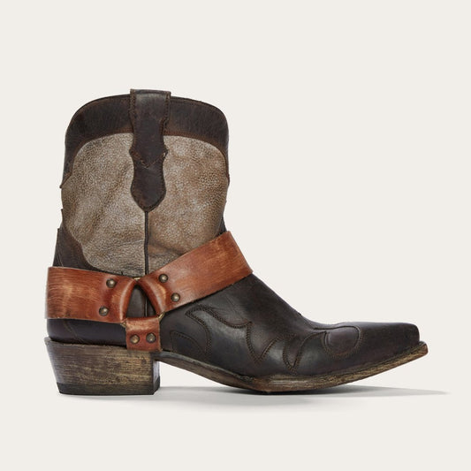 Women Western Stetson Jade Harness Ankle Boot Brown