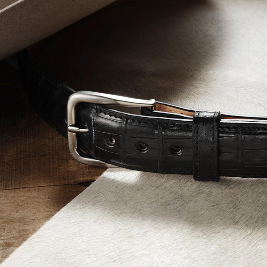 Men Belts Stetson Caiman Western Tab Belt - 1 1/4" Width Black Classic