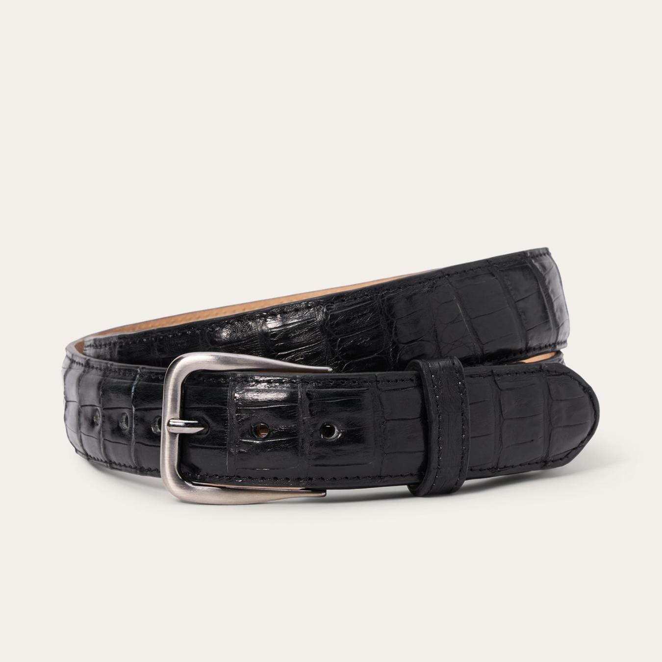 Men Belts Stetson Caiman Western Tab Belt - 1 1/4" Width Black Classic