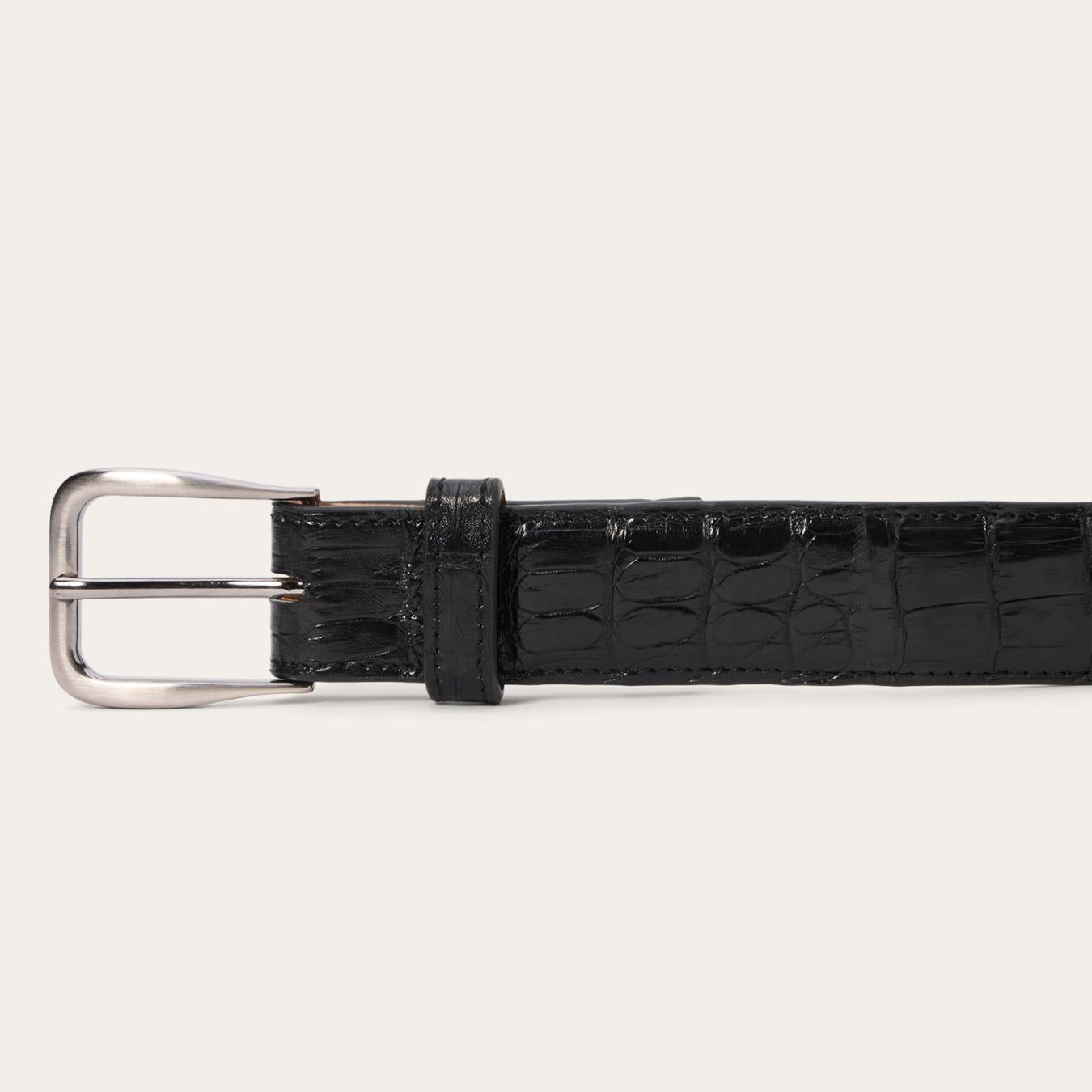 Men Belts Stetson Caiman Western Tab Belt - 1 1/4" Width Black Classic