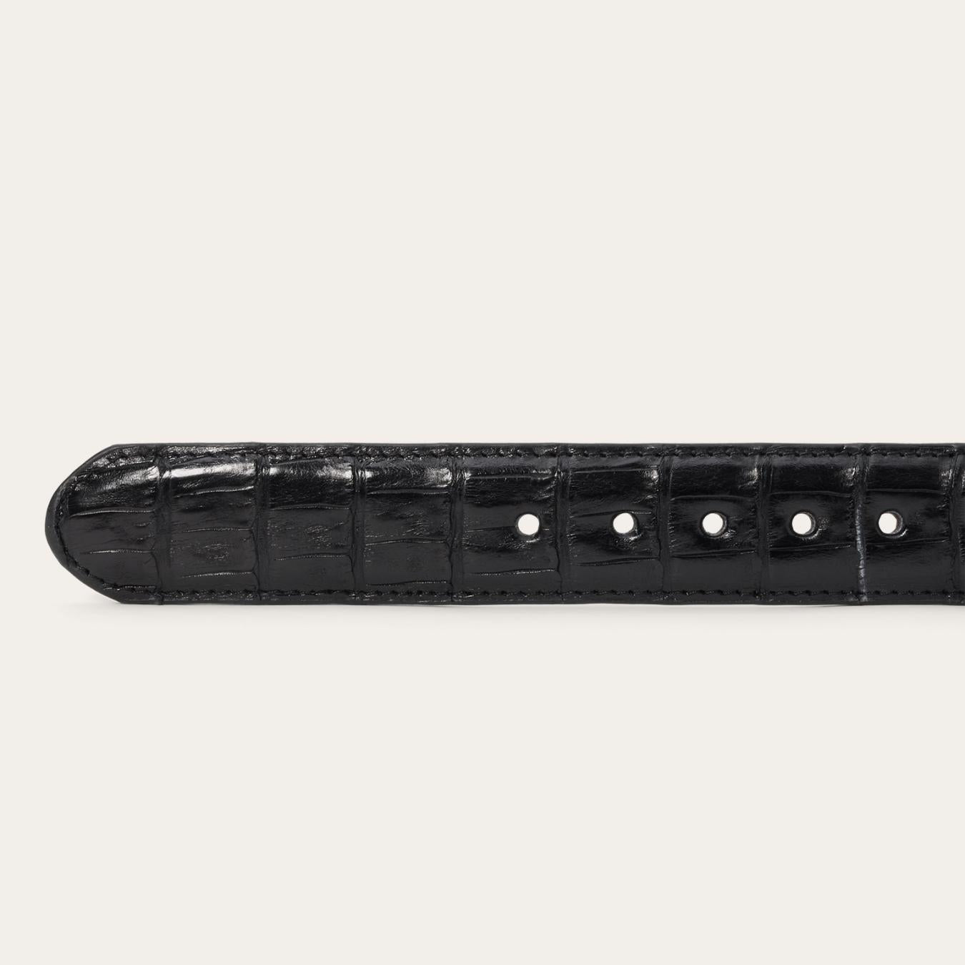 Men Belts Stetson Caiman Western Tab Belt - 1 1/4" Width Black Classic