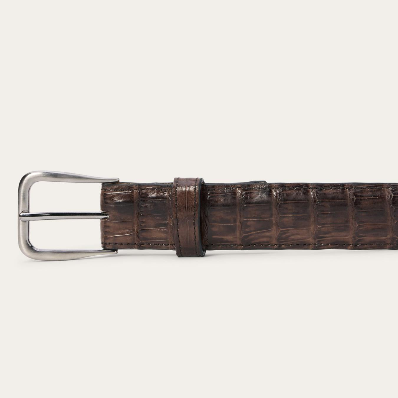 Men Belts Stetson Caiman Western Tab Belt - 1 1/4" Width Cigar Classic