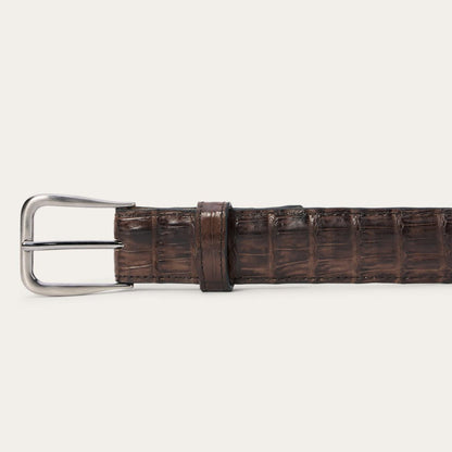 Men Belts Stetson Caiman Western Tab Belt - 1 1/4" Width Cigar Classic